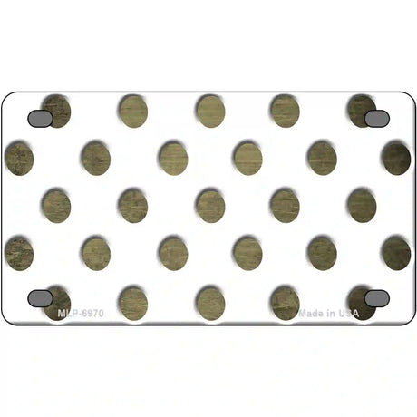 Gold White Dots Oil Rubbed Metal Novelty License Plate 4" x 2.2" (MLP)