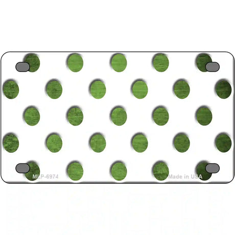 Lime Green White Dots Oil Rubbed Metal Novelty License Plate 4" x 2.2" (MLP)