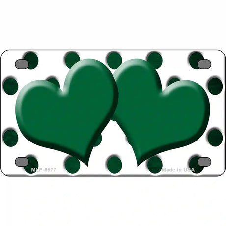 Green White Dots Hearts Oil Rubbed Metal Novelty License Plate 4" x 2.2" (MLP)