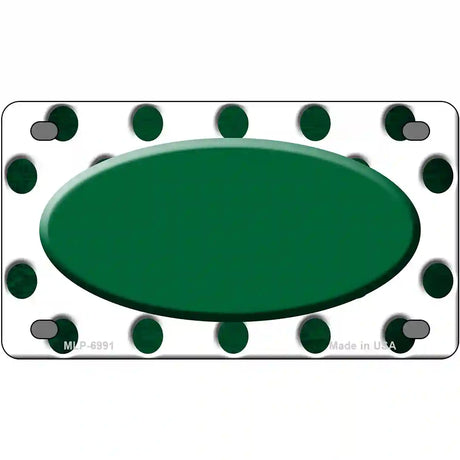 Green White Dots Oval Oil Rubbed Metal Novelty License Plate 4" x 2.2" (MLP)