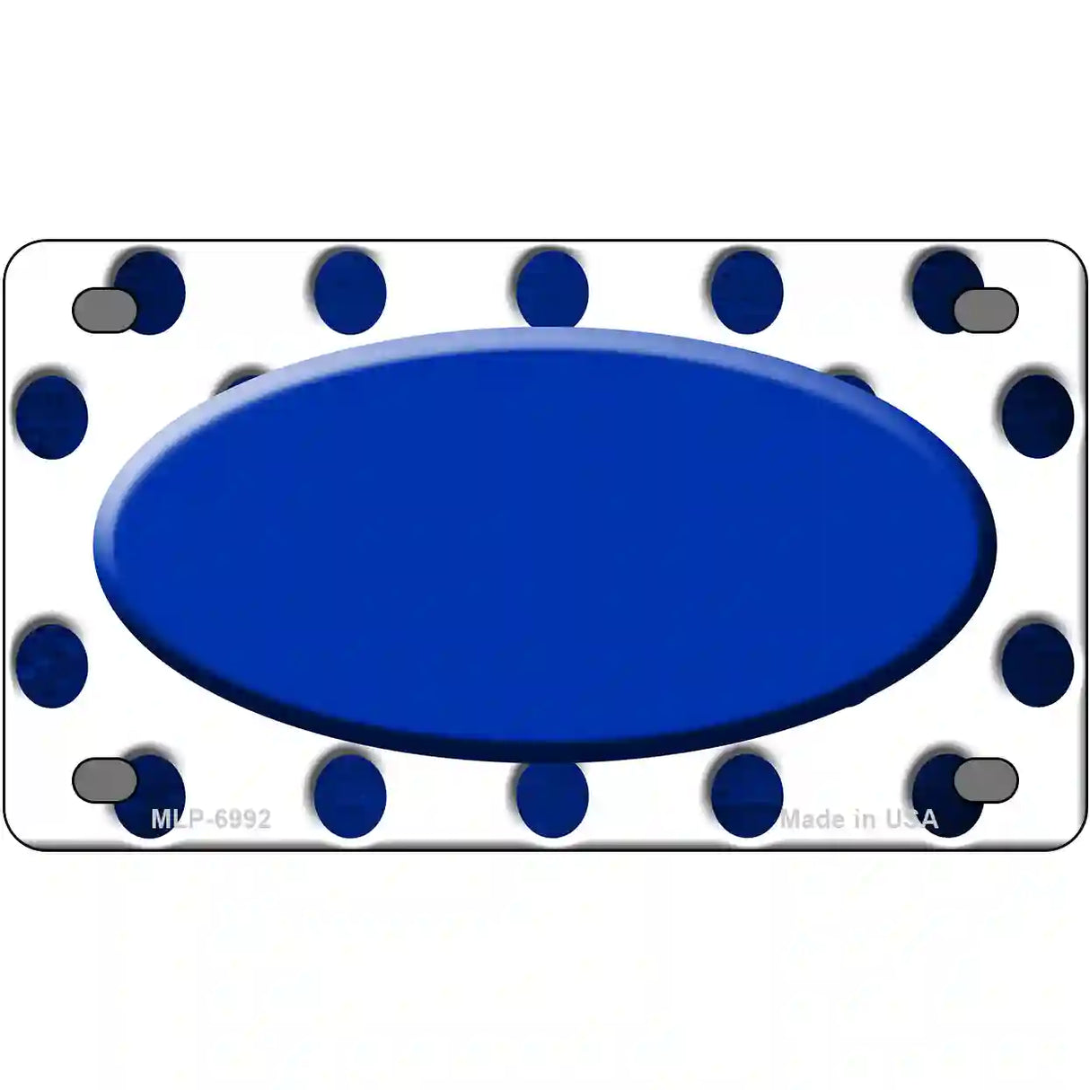 Blue White Dots Oval Oil Rubbed Metal Novelty License Plate 4" x 2.2" (MLP)