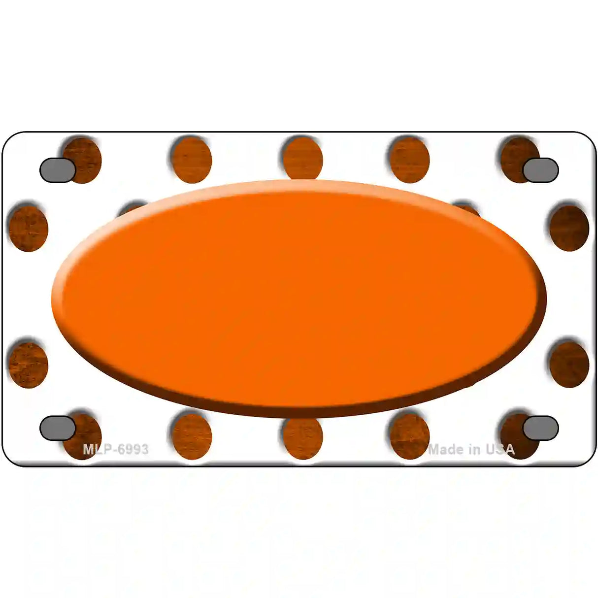 Orange White Dots Oval Oil Rubbed Metal Novelty License Plate 4" x 2.2" (MLP)