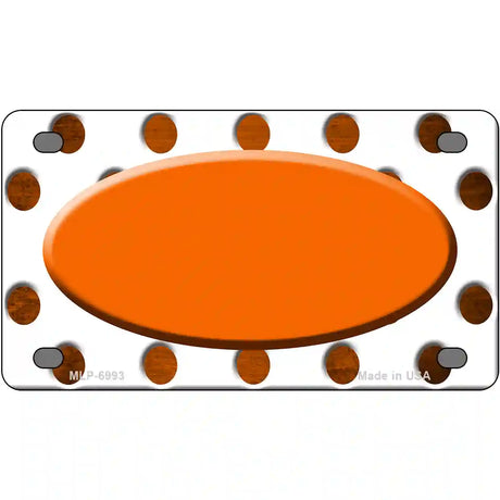 Orange White Dots Oval Oil Rubbed Metal Novelty License Plate 4" x 2.2" (MLP)