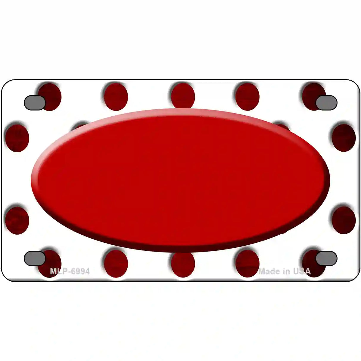 Red White Dots Oval Oil Rubbed Metal Novelty License Plate 4" x 2.2" (MLP)