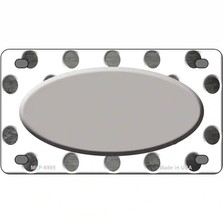 Gray White Dots Oval Oil Rubbed Metal Novelty License Plate 4" x 2.2" (MLP)