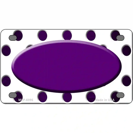 Purple White Dots Oval Oil Rubbed Metal Novelty License Plate 4" x 2.2" (MLP)