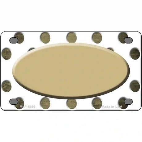 Gold White Dots Oval Oil Rubbed Metal Novelty License Plate 4" x 2.2" (MLP)