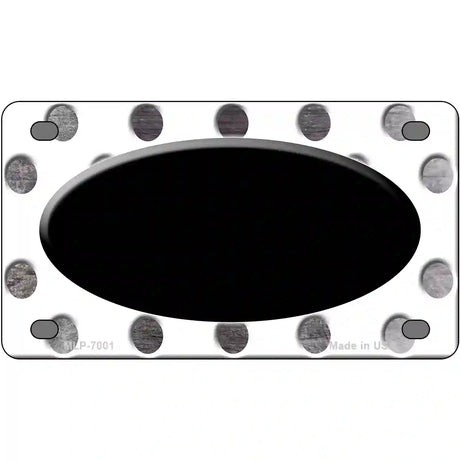 Black White Dots Oval Oil Rubbed Metal Novelty License Plate 4" x 2.2" (MLP)