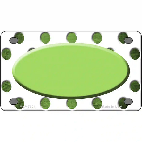 Lime Green White Dots Oval Oil Rubbed Metal Novelty License Plate 4" x 2.2" (MLP)