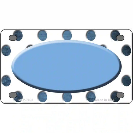 Light Blue White Dots Oval Oil Rubbed Metal Novelty License Plate 4" x 2.2" (MLP)