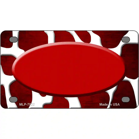 Red White Oval Giraffe Oil Rubbed Metal Novelty License Plate 4" x 2.2" (MLP)