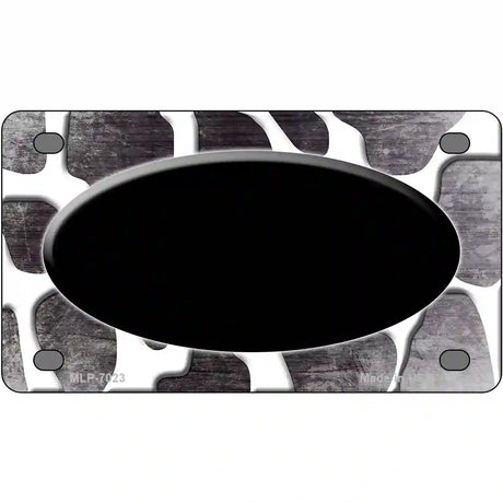 Black White Oval Giraffe Oil Rubbed Metal Novelty License Plate 4" x 2.2" (MLP)