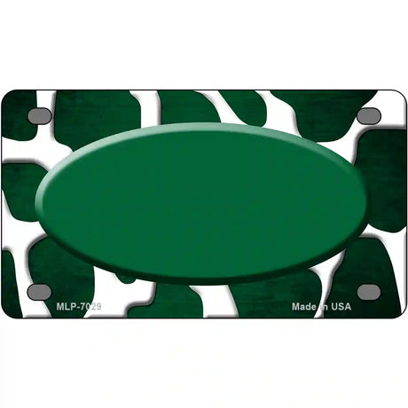 Green White Oval Giraffe Oil Rubbed Metal Novelty License Plate 4" x 2.2" (MLP)