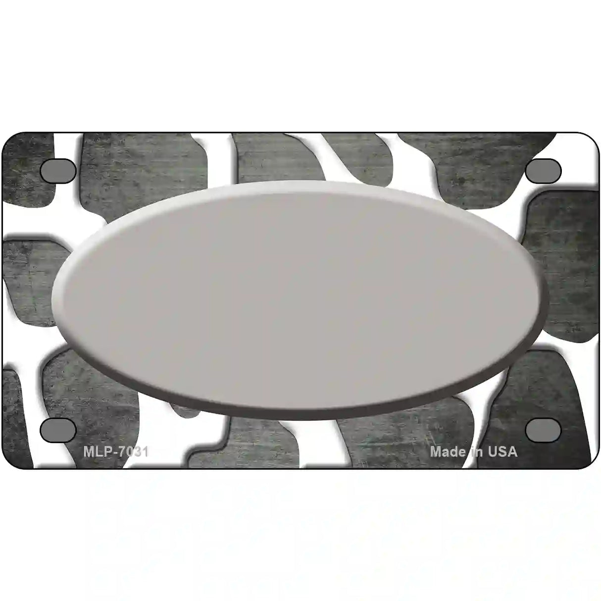 Gray White Oval Giraffe Oil Rubbed Metal Novelty License Plate 4" x 2.2" (MLP)