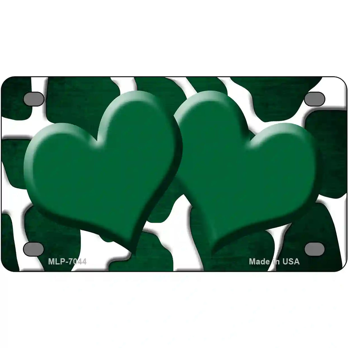 Green White Hearts Giraffe Oil Rubbed Metal Novelty License Plate 4" x 2.2" (MLP)