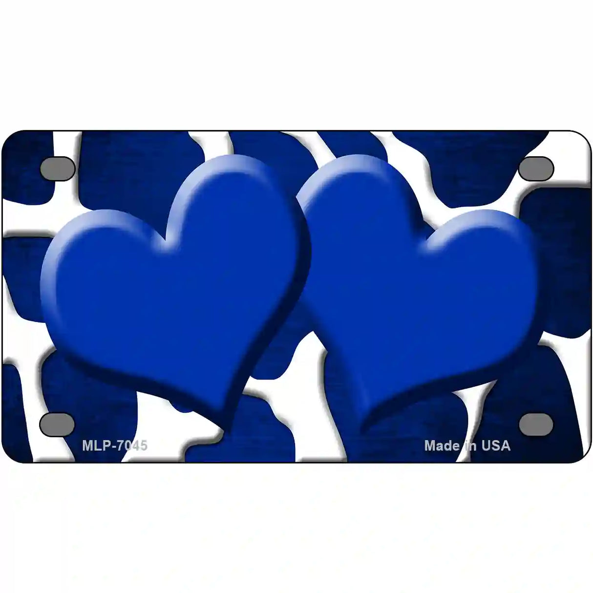 Blue White Hearts Giraffe Oil Rubbed Metal Novelty License Plate 4" x 2.2" (MLP)