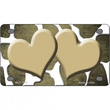 Gold White Hearts Giraffe Oil Rubbed Metal Novelty License Plate 4" x 2.2" (MLP)