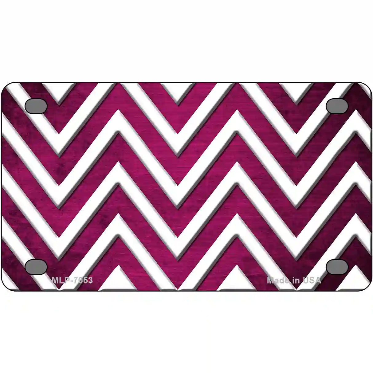 Pink White Chevron Oil Rubbed Metal Novelty License Plate 4" x 2.2" (MLP)