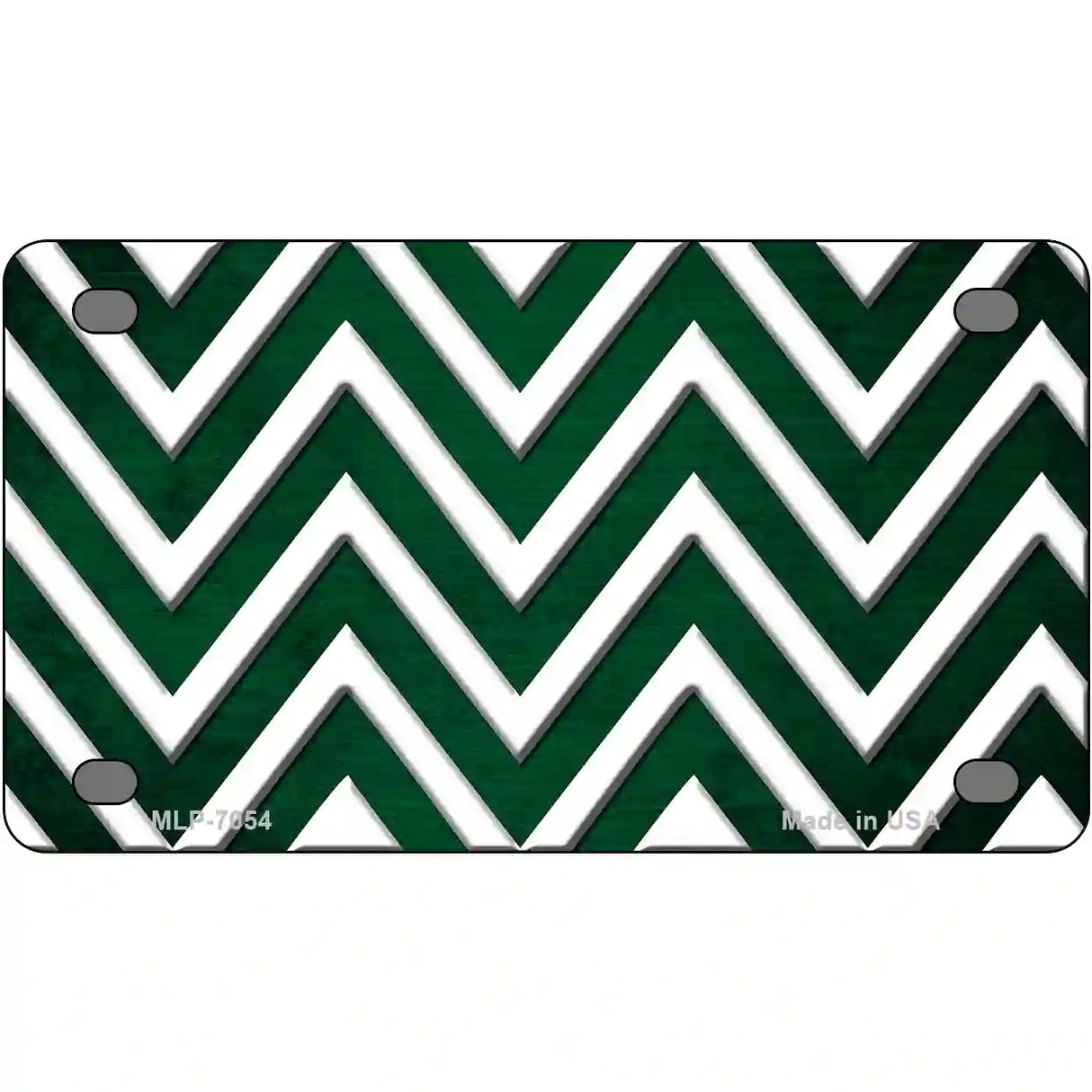 Green White Chevron Oil Rubbed Metal Novelty License Plate 4" x 2.2" (MLP)