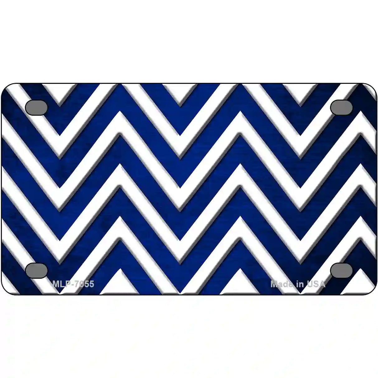 Blue White Chevron Oil Rubbed Metal Novelty License Plate 4" x 2.2" (MLP)