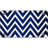 Blue White Chevron Oil Rubbed Metal Novelty License Plate 4" x 2.2" (MLP)