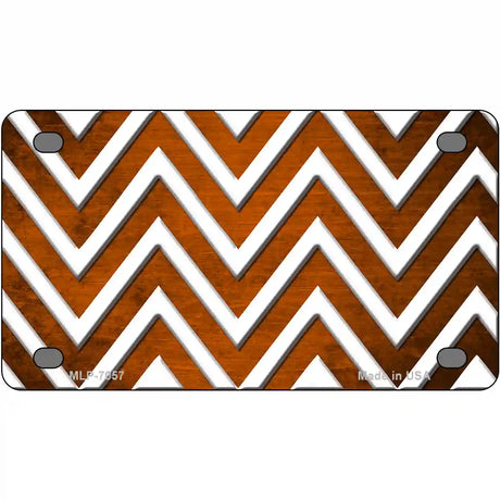 Orange White Chevron Oil Rubbed Metal Novelty License Plate 4" x 2.2" (MLP)