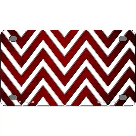 Red White Chevron Oil Rubbed Metal Novelty License Plate 4" x 2.2" (MLP)