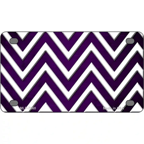 Purple White Chevron Oil Rubbed Metal Novelty License Plate 4" x 2.2" (MLP)