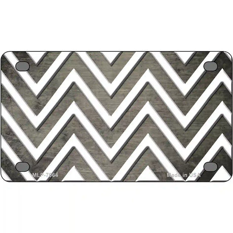 Tan White Chevron Oil Rubbed Metal Novelty License Plate 4" x 2.2" (MLP)