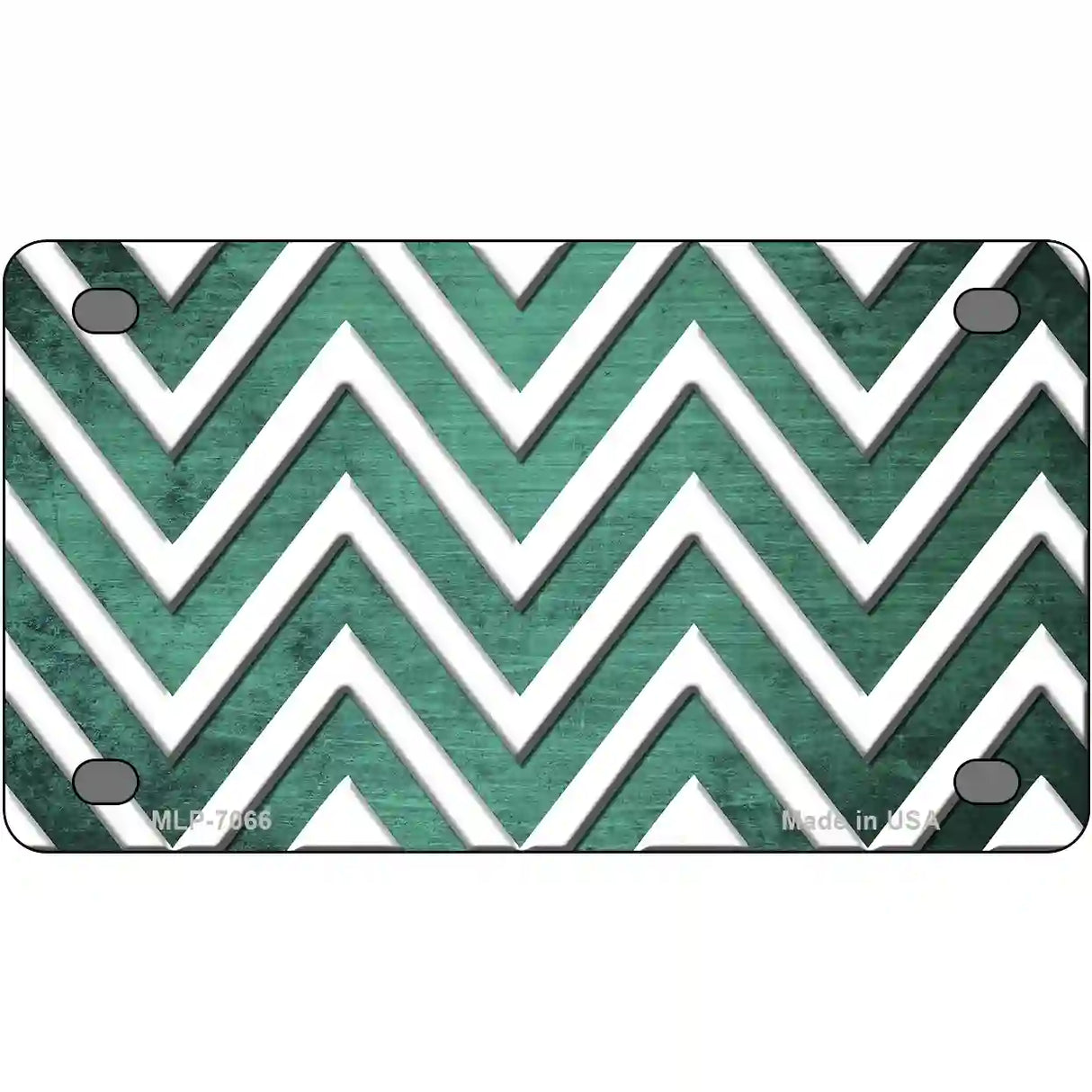 Mint White Chevron Oil Rubbed Metal Novelty License Plate 4" x 2.2" (MLP)