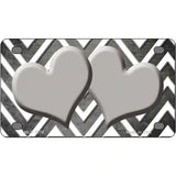 Gray White Hearts Chevron Oil Rubbed Metal Novelty License Plate 4" x 2.2" (MLP)