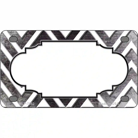 Black White Chevron Scallop Oil Rubbed Metal Novelty License Plate 4" x 2.2" (MLP)