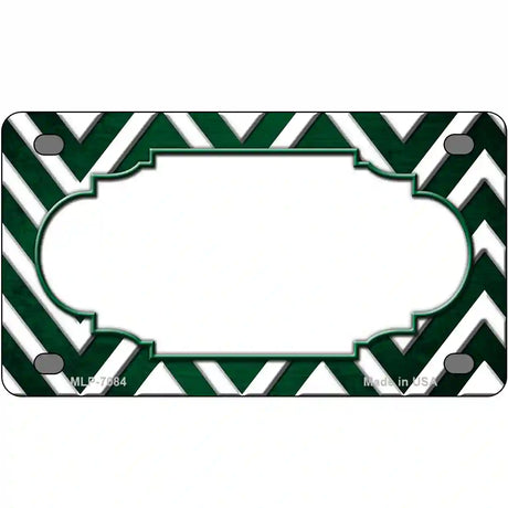 Green White Chevron Scallop Oil Rubbed Metal Novelty License Plate 4" x 2.2" (MLP)