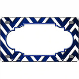 Blue White Chevron Scallop Oil Rubbed Metal Novelty License Plate 4" x 2.2" (MLP)