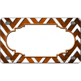 Orange White Chevron Scallop Oil Rubbed Metal Novelty License Plate 4" x 2.2" (MLP)