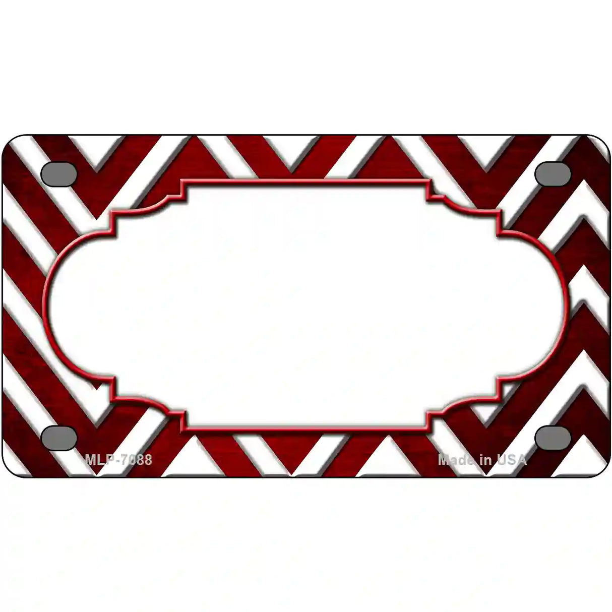 Red White Chevron Scallop Oil Rubbed Metal Novelty License Plate 4" x 2.2" (MLP)