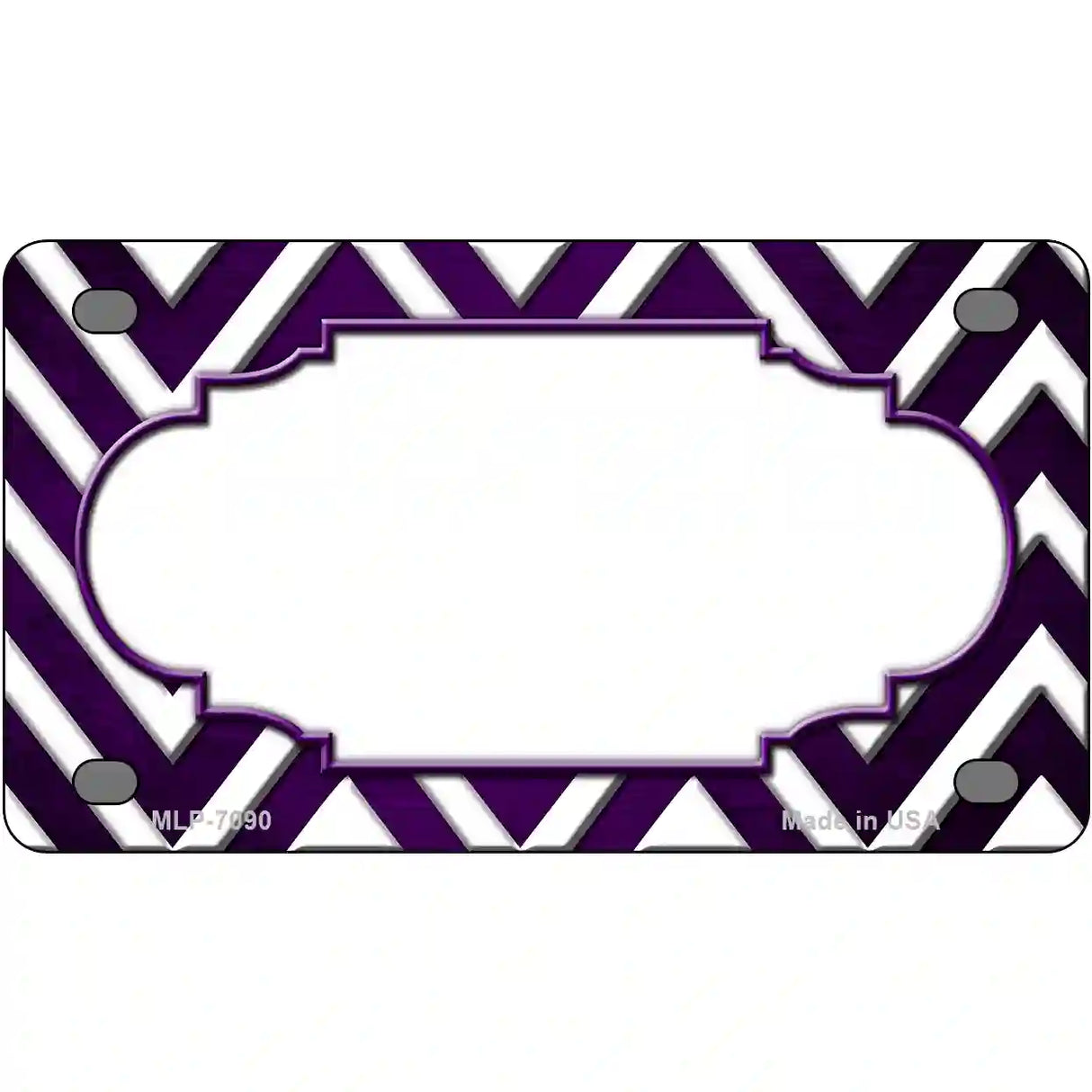 Purple White Chevron Scallop Oil Rubbed Metal Novelty License Plate 4" x 2.2" (MLP)