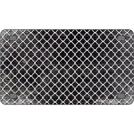 Black White Quatrefoil Oil Rubbed Metal Novelty License Plate 4" x 2.2" (MLP)