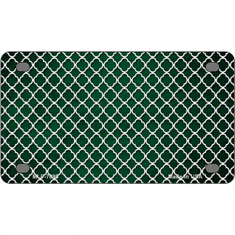 Green White Quatrefoil Oil Rubbed Metal Novelty License Plate 4" x 2.2" (MLP)