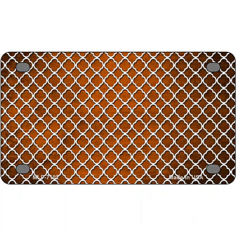 Orange White Quatrefoil Oil Rubbed Metal Novelty License Plate 4" x 2.2" (MLP)