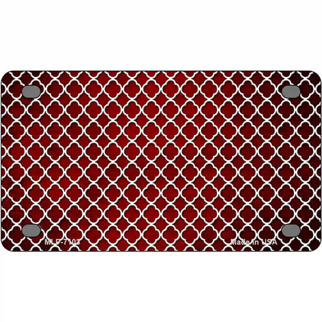 Red White Quatrefoil Oil Rubbed Metal Novelty License Plate 4" x 2.2" (MLP)