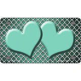 Mint White Quatrefoil Hearts Oil Rubbed Metal Novelty License Plate 4" x 2.2" (MLP)