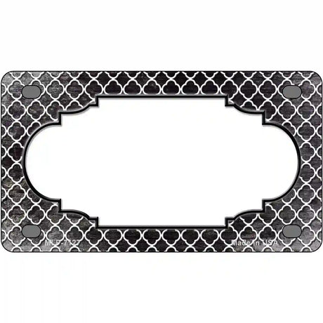 Black White Quatrefoil Scallop Oil Rubbed Metal Novelty License Plate 4" x 2.2" (MLP)