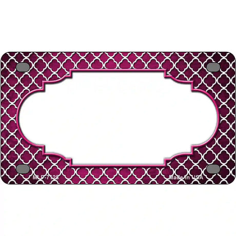 Pink White Quatrefoil Scallop Oil Rubbed Metal Novelty License Plate 4" x 2.2" (MLP)