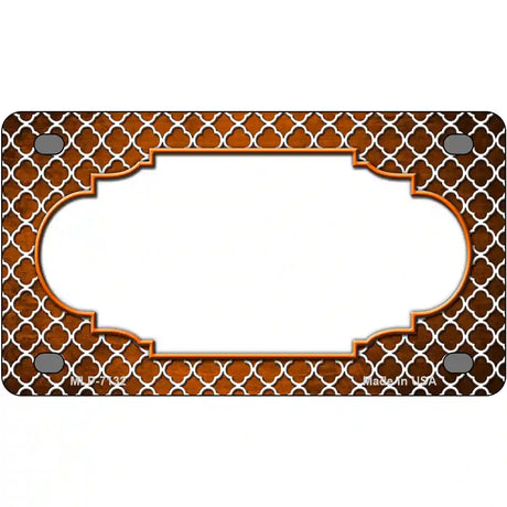 Orange White Quatrefoil Scallop Oil Rubbed Metal Novelty License Plate 4" x 2.2" (MLP)