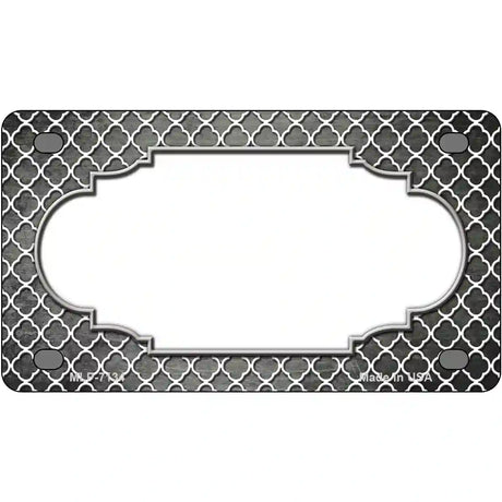 Gray White Quatrefoil Scallop Oil Rubbed Metal Novelty License Plate 4" x 2.2" (MLP)