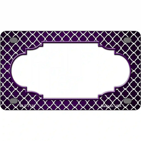 Purple White Quatrefoil Scallop Oil Rubbed Metal Novelty License Plate 4" x 2.2" (MLP)