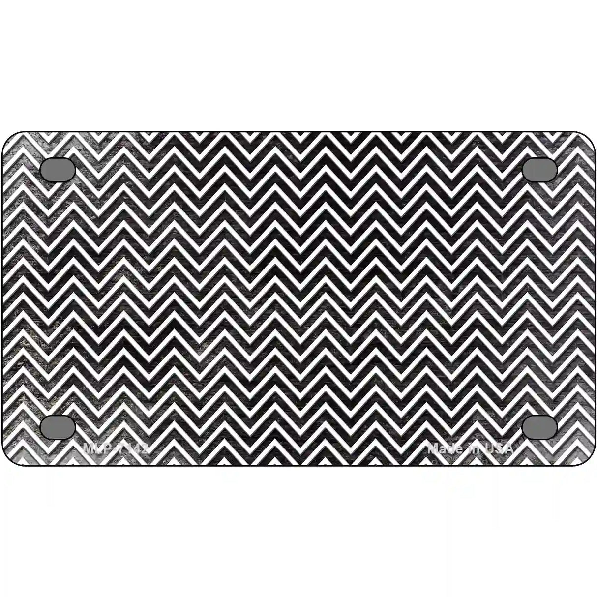 Black White Small Chevron Oil Rubbed Metal Novelty License Plate 4" x 2.2" (MLP)