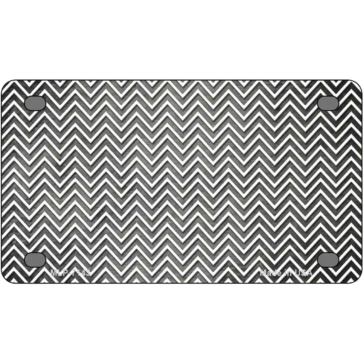 Gray White Small Chevron Oil Rubbed Metal Novelty License Plate 4" x 2.2" (MLP)