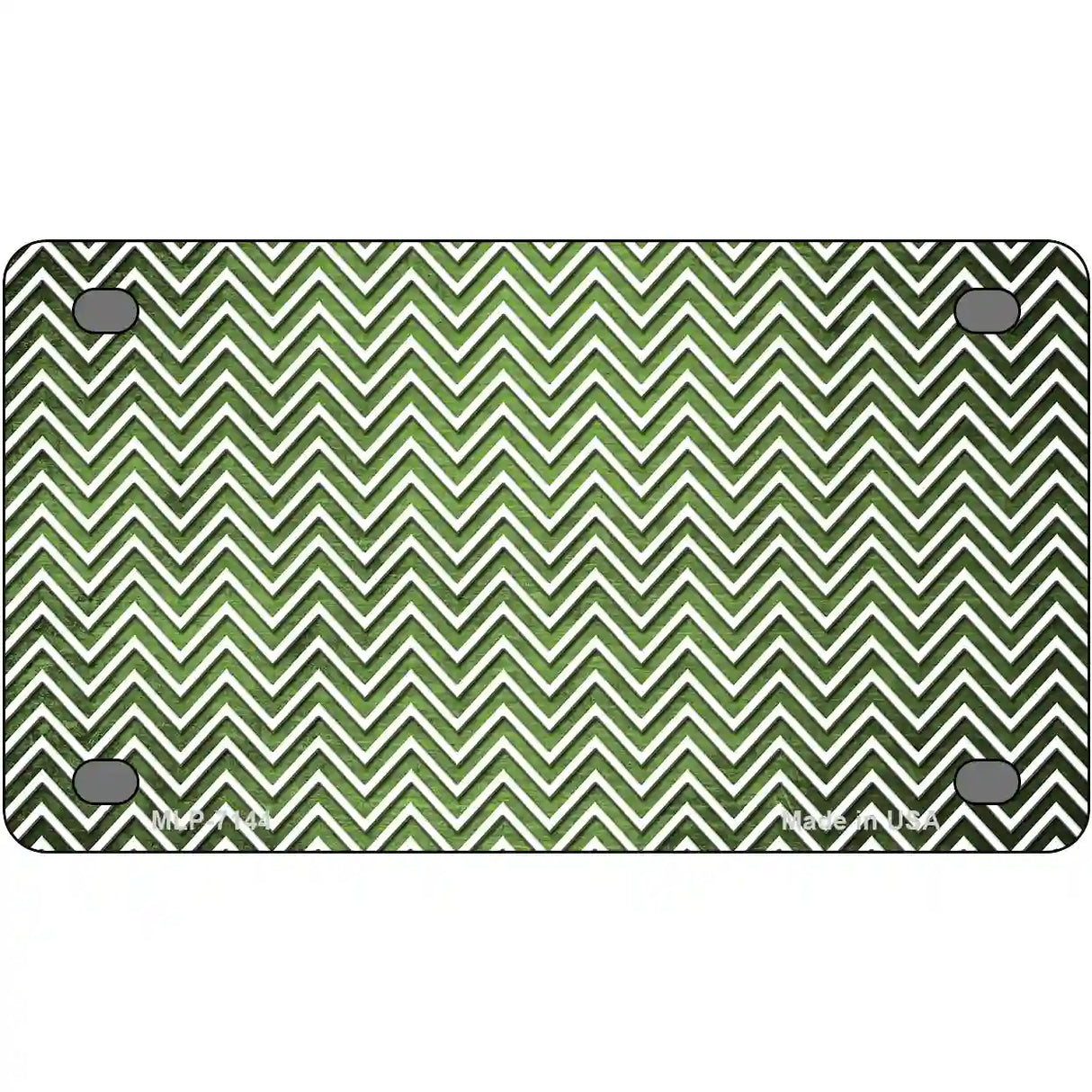 Lime Green White Small Chevron Oil Rubbed Metal Novelty License Plate 4" x 2.2" (MLP)